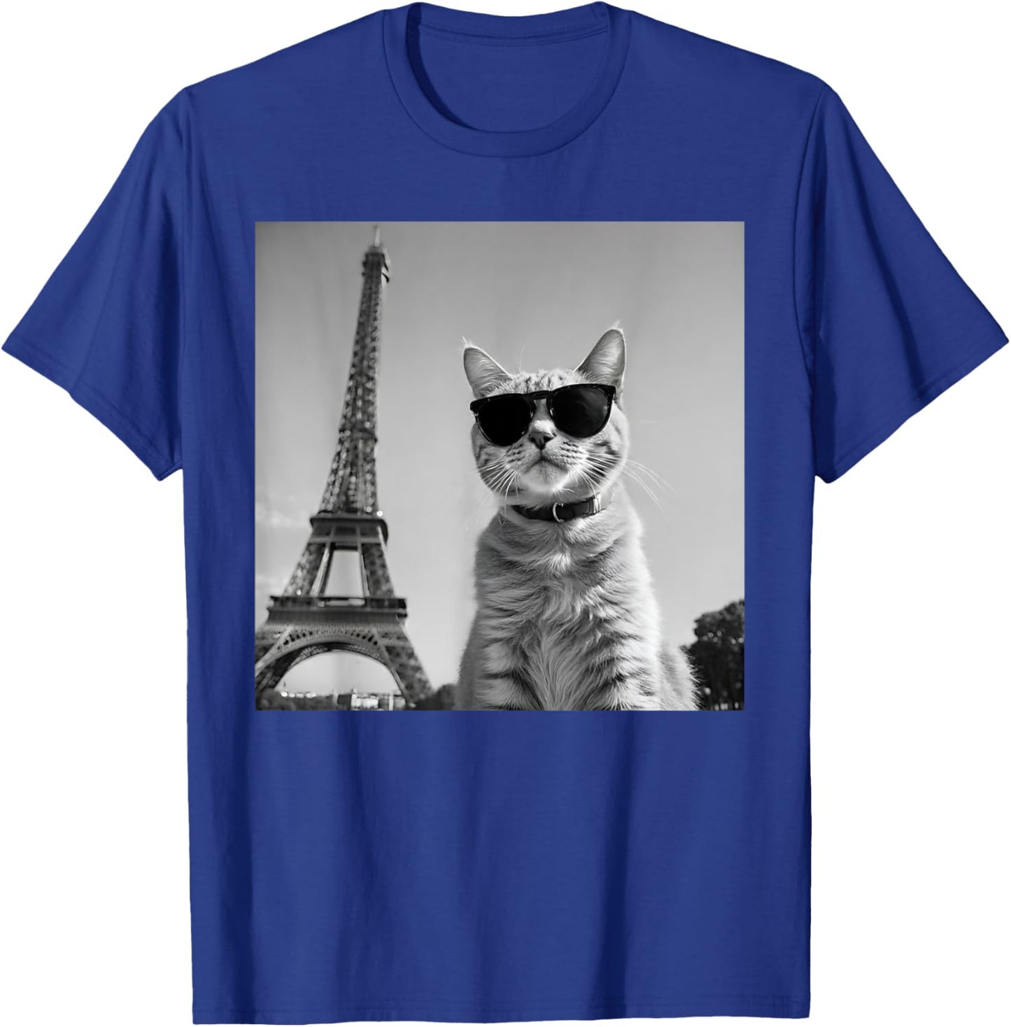Funny French Cat Wearing Sunglasses And Paris Eiffel Tower T-Shirt - T-Shirt | Royal