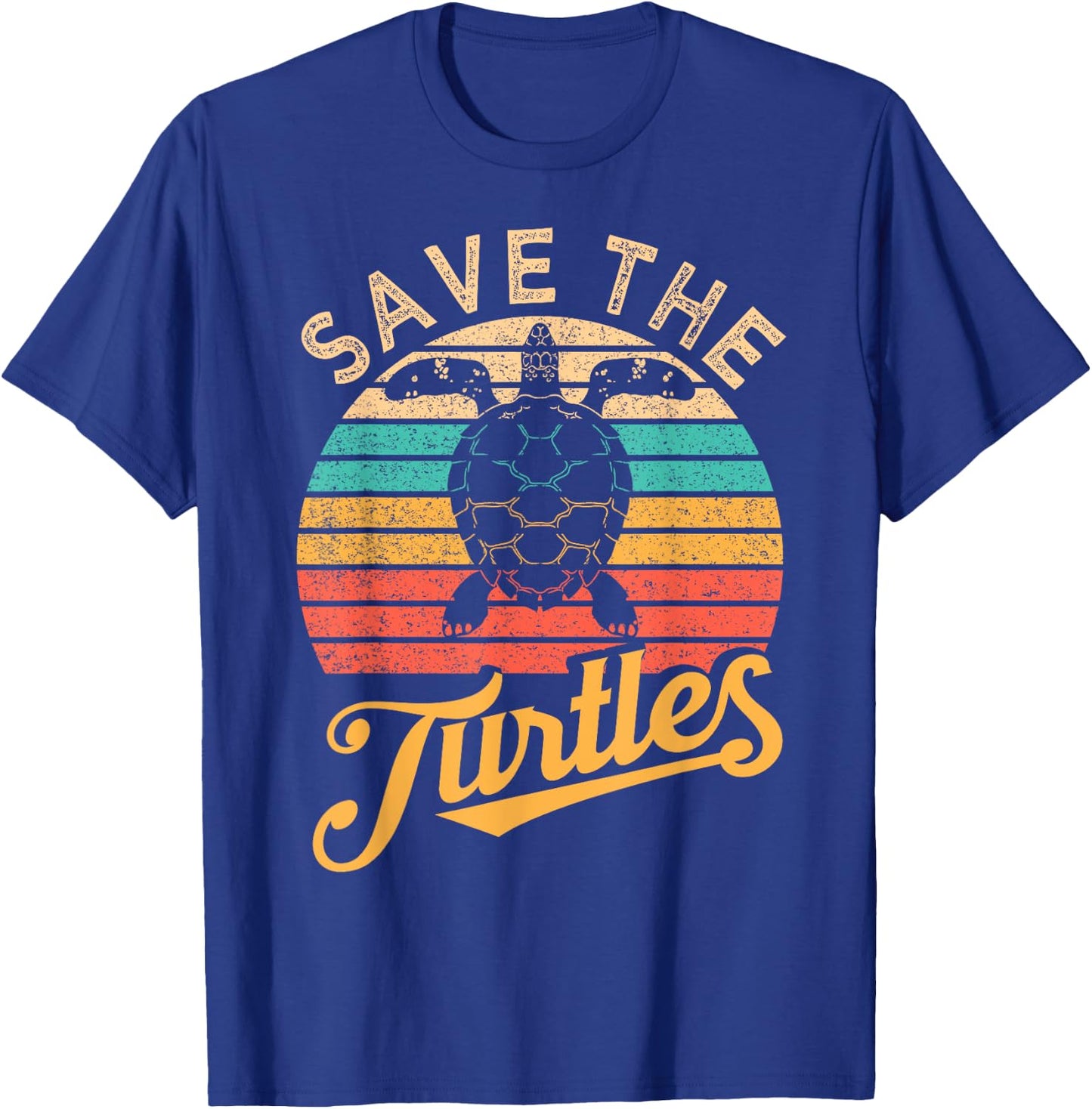 Save The Turtles Animal Rights Sea Turtle Retro Style Gift T-Shirt - T-Shirt | Royal