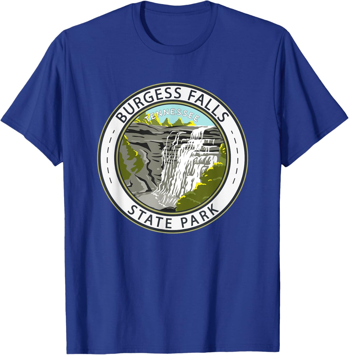 Burgess Falls State Park Tennessee Badge Vintage T-Shirt - T-Shirt | Royal