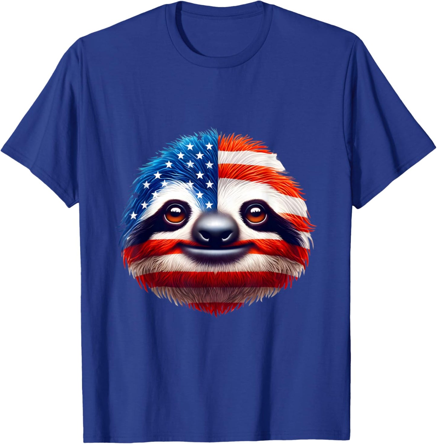 American Flag Sloth Lover 4th of July Patriotic Women Men T-Shirt - T-Shirt | Royal
