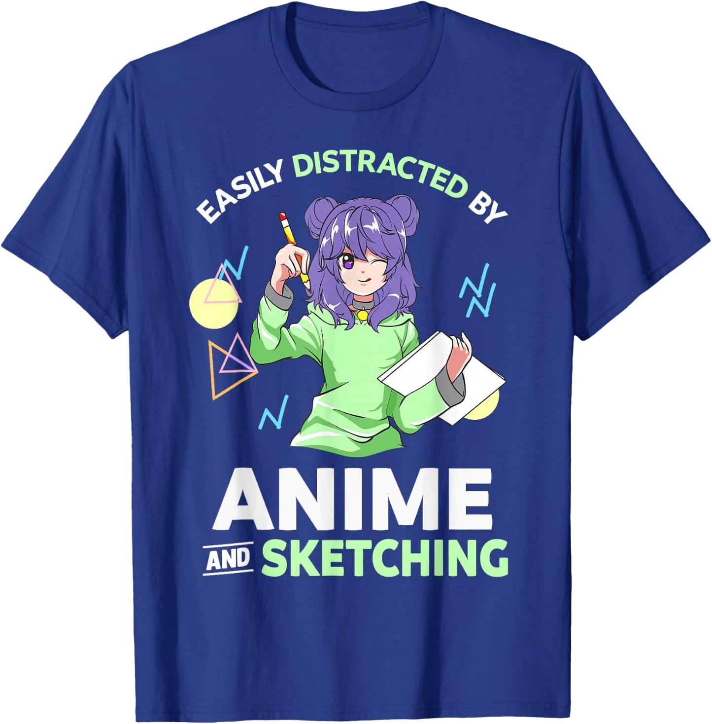 Easily Distracted By Anime and Sketching Anime T-Shirt - T-Shirt | Royal