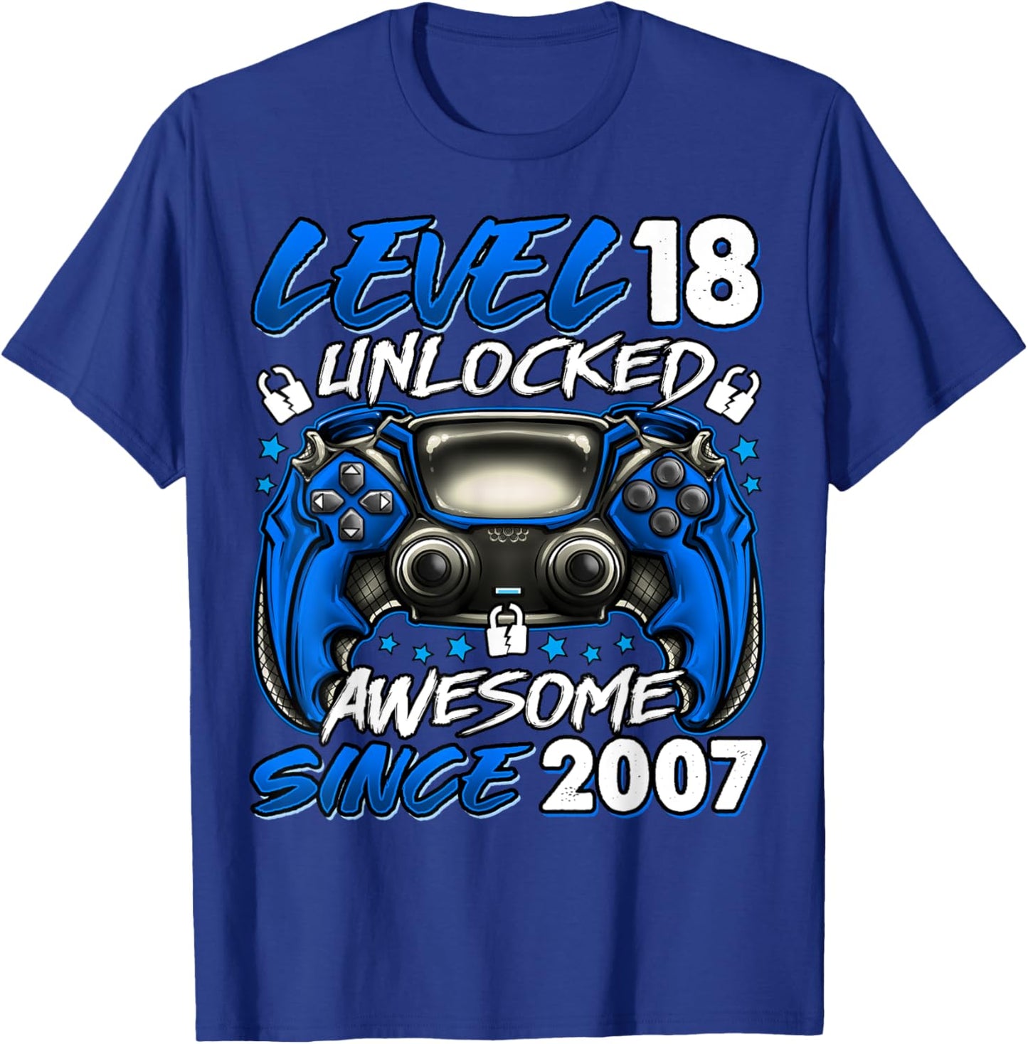 Level 18 Unlocked 18 Year Old Gifts Boys 18th Birthday Boy T-Shirt - T-Shirt | Royal