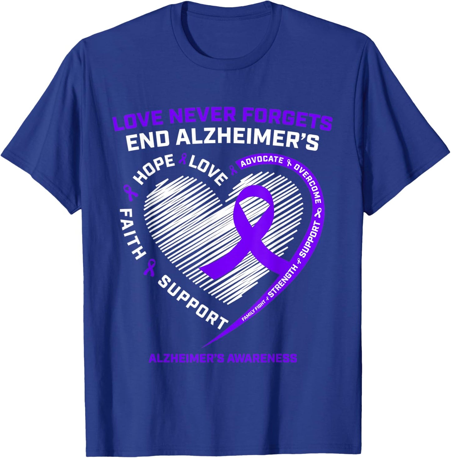Purple End Alzheimers Awareness Shirts Gift Men Women T-Shirt - T-Shirt | Royal