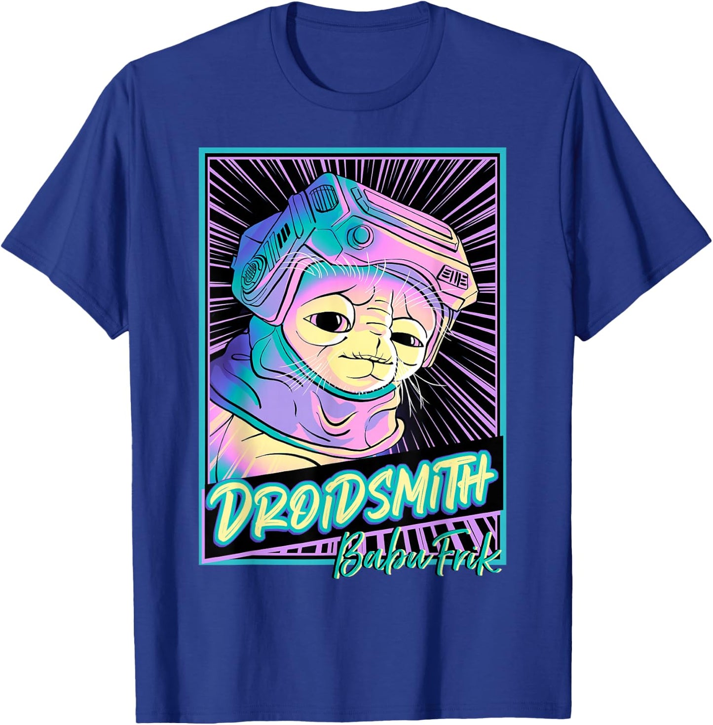 Star Wars: The Rise Of Skywalker Babu Frik Neon Poster T-Shirt - T-Shirt | Royal