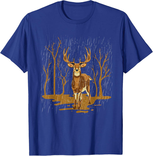 Deer Illustration Art - Forest Animal Wildlife Lover T-Shirt - T-Shirt | Royal