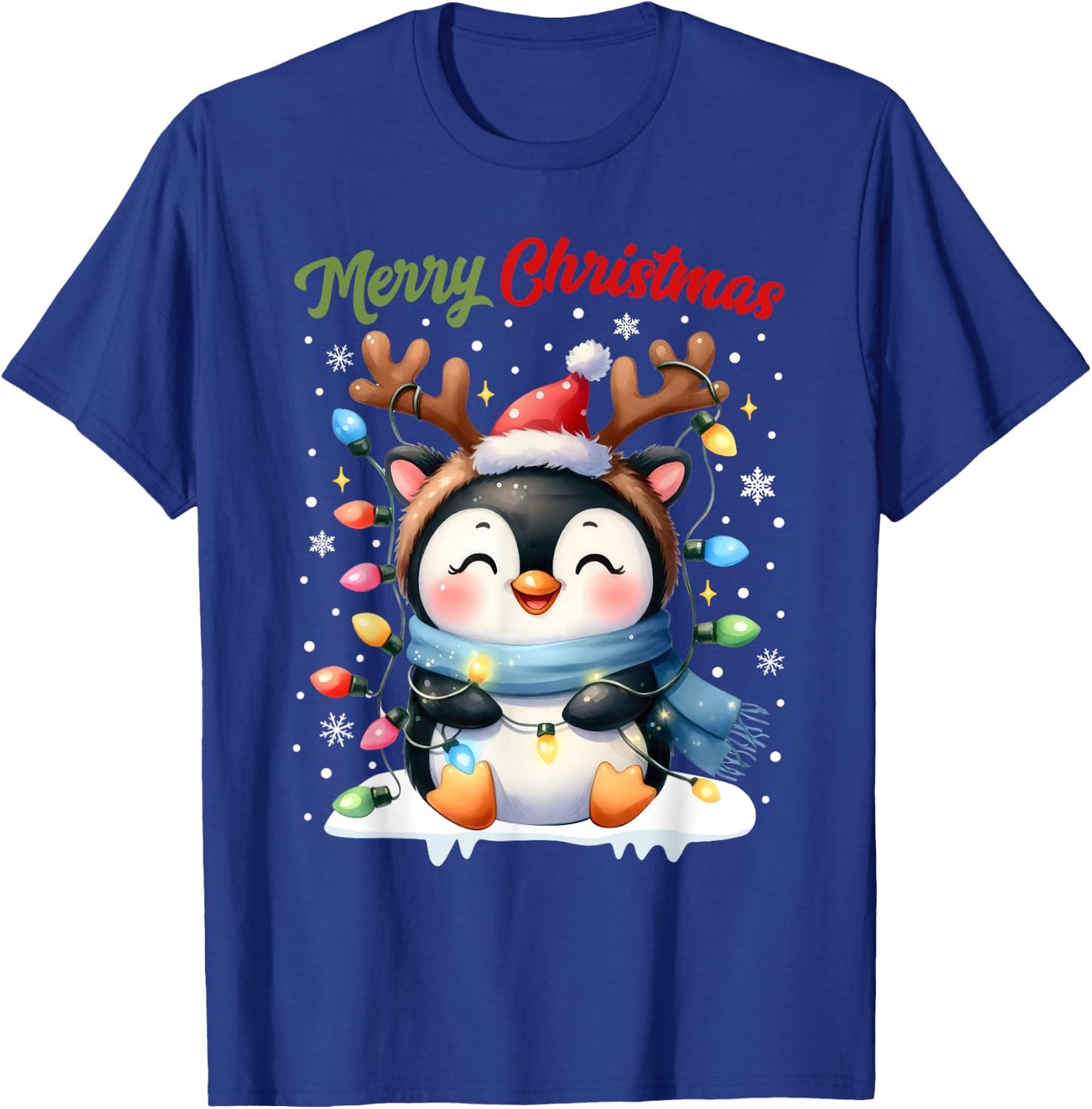Christmas Pajamas Men Women Kids Christmas Outfit Penguin T-Shirt - T-Shirt | Royal