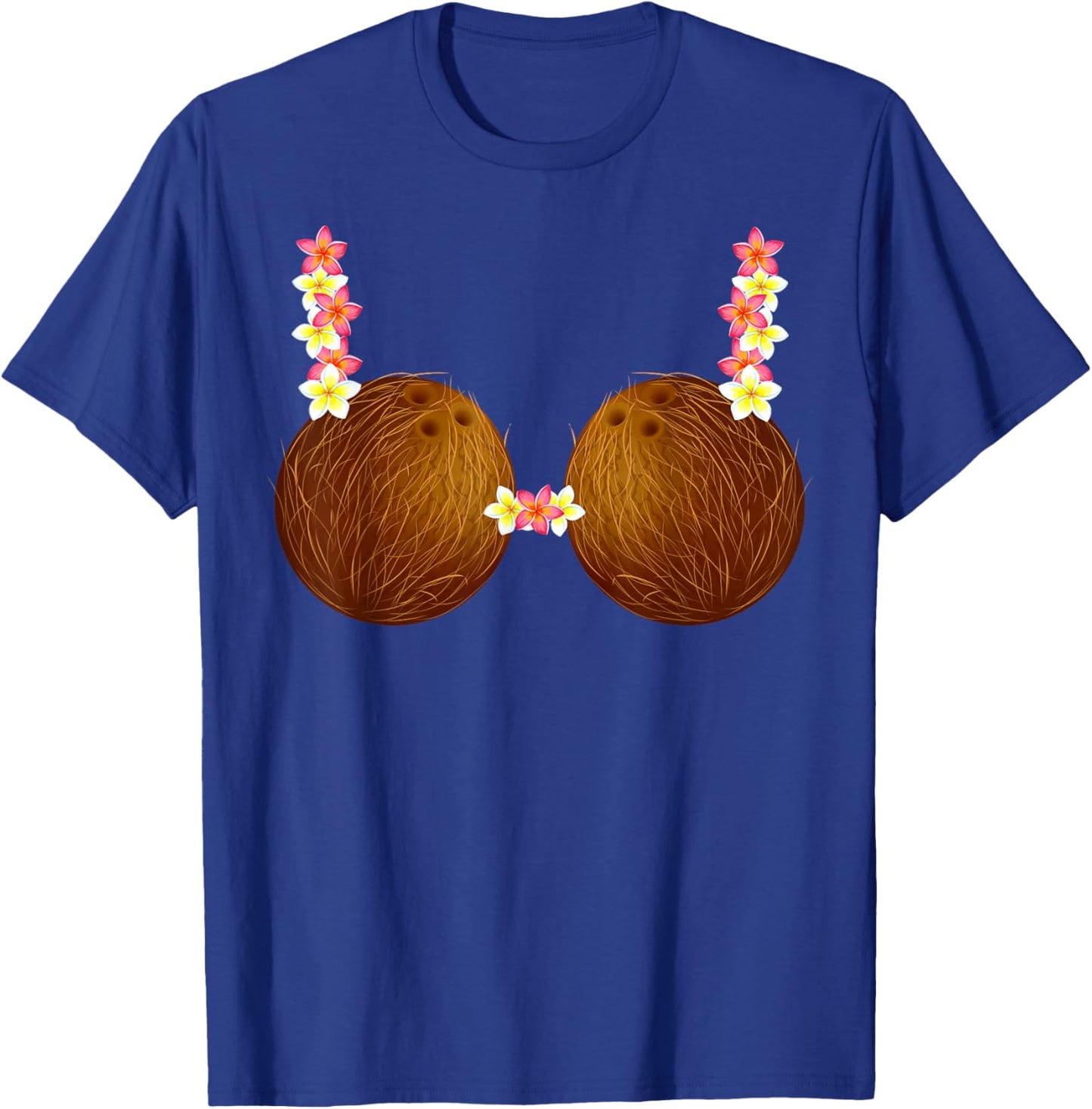 Funny Coconut Bra Summer Coconut Lover Costume Hawaiian Men Women T-Shirt - T-Shirt | Royal