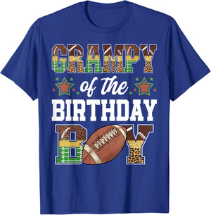 Grampy Of The Birthday Boy Football Player Family Matching T-Shirt - T-Shirt | Royal