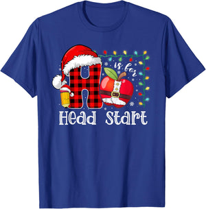H Is For Headstart Shirt Funny Christmas Head Start Teacher Men Women Kids T-Shirt - T-Shirt | Royal