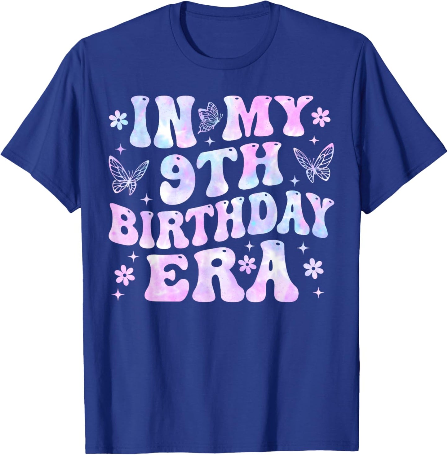 Groovy In My 9th Birthday Era Nine 9 years Old Birthday T-Shirt - T-Shirt | Royal