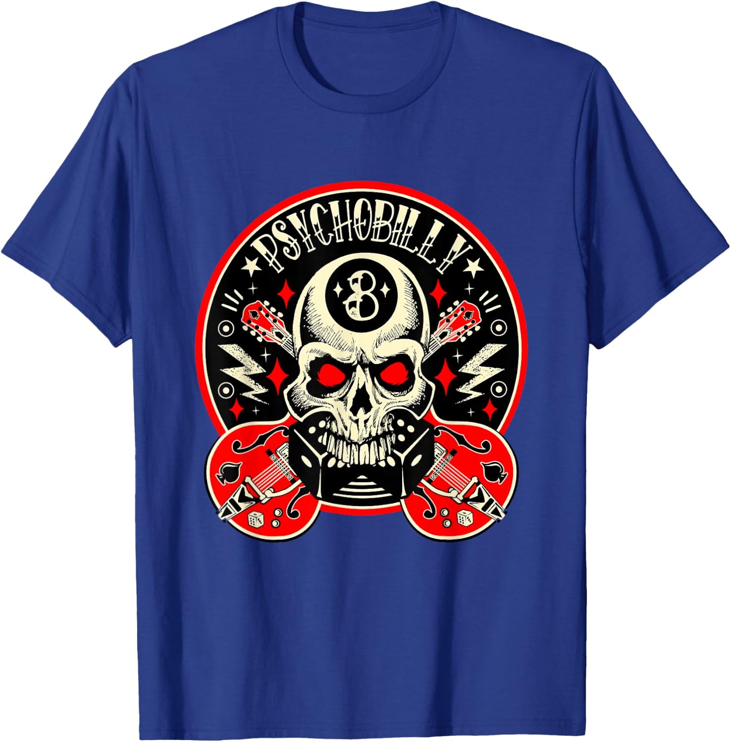 Rockabilly Skull Clothing Psychobilly Vintage Rocker Biker T-Shirt - T-Shirt | Royal