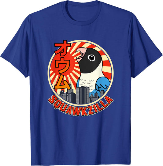 Squawkzilla Parrot I Screaming Blue-masked Lovebird T-Shirt - T-Shirt | Royal