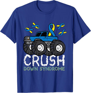 Monster Truck Crush Down Syndrome Awareness Boys Kid Toddler T-Shirt - T-Shirt | Royal
