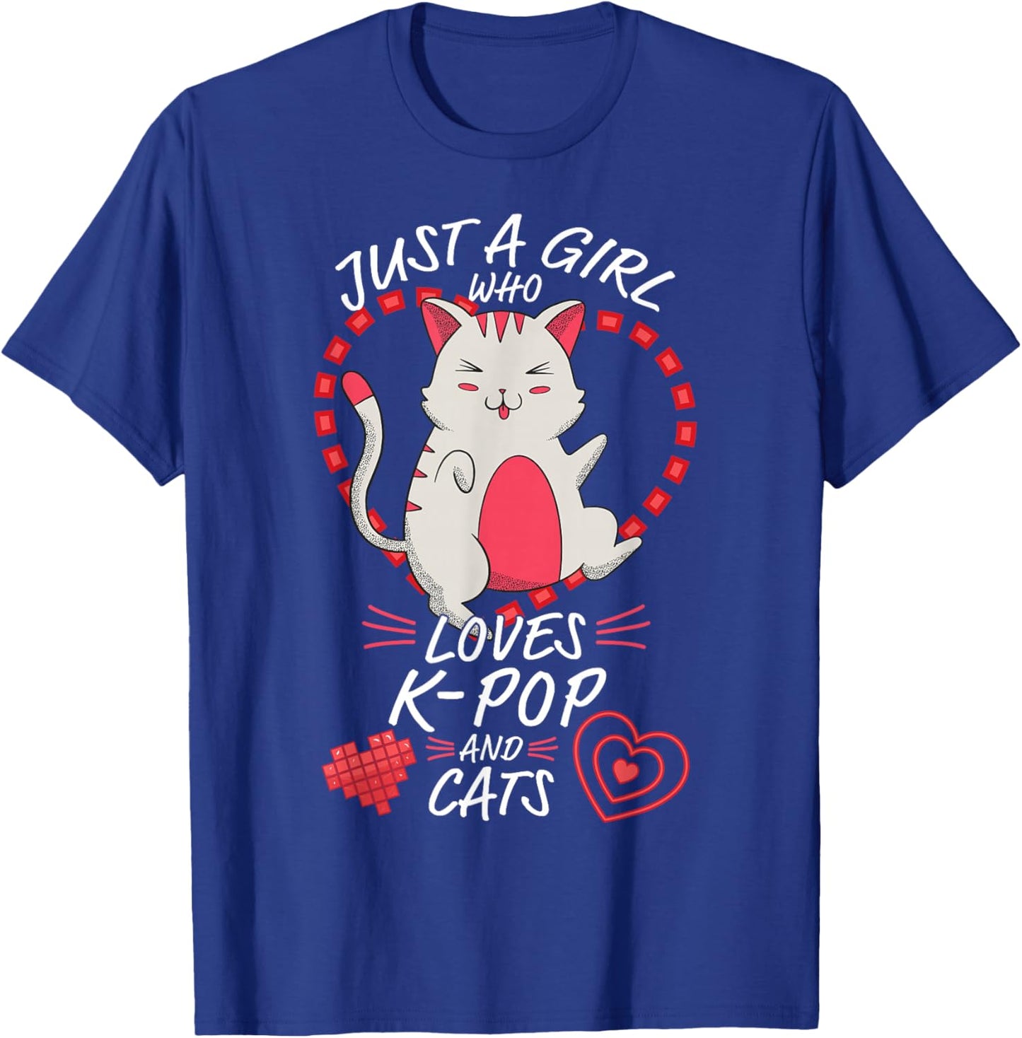 Just A Girl Who Loves K-Pop and Cats - Cute Anime Kawaii Cat T-Shirt - T-Shirt | Royal