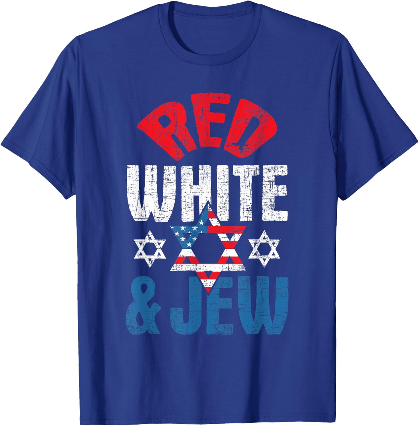 Red, White & Jew - USA American Flag Jewish Star of David T-Shirt - T-Shirt | Royal