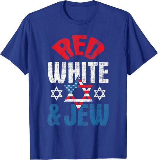 Red, White & Jew - USA American Flag Jewish Star of David T-Shirt - T-Shirt | Royal