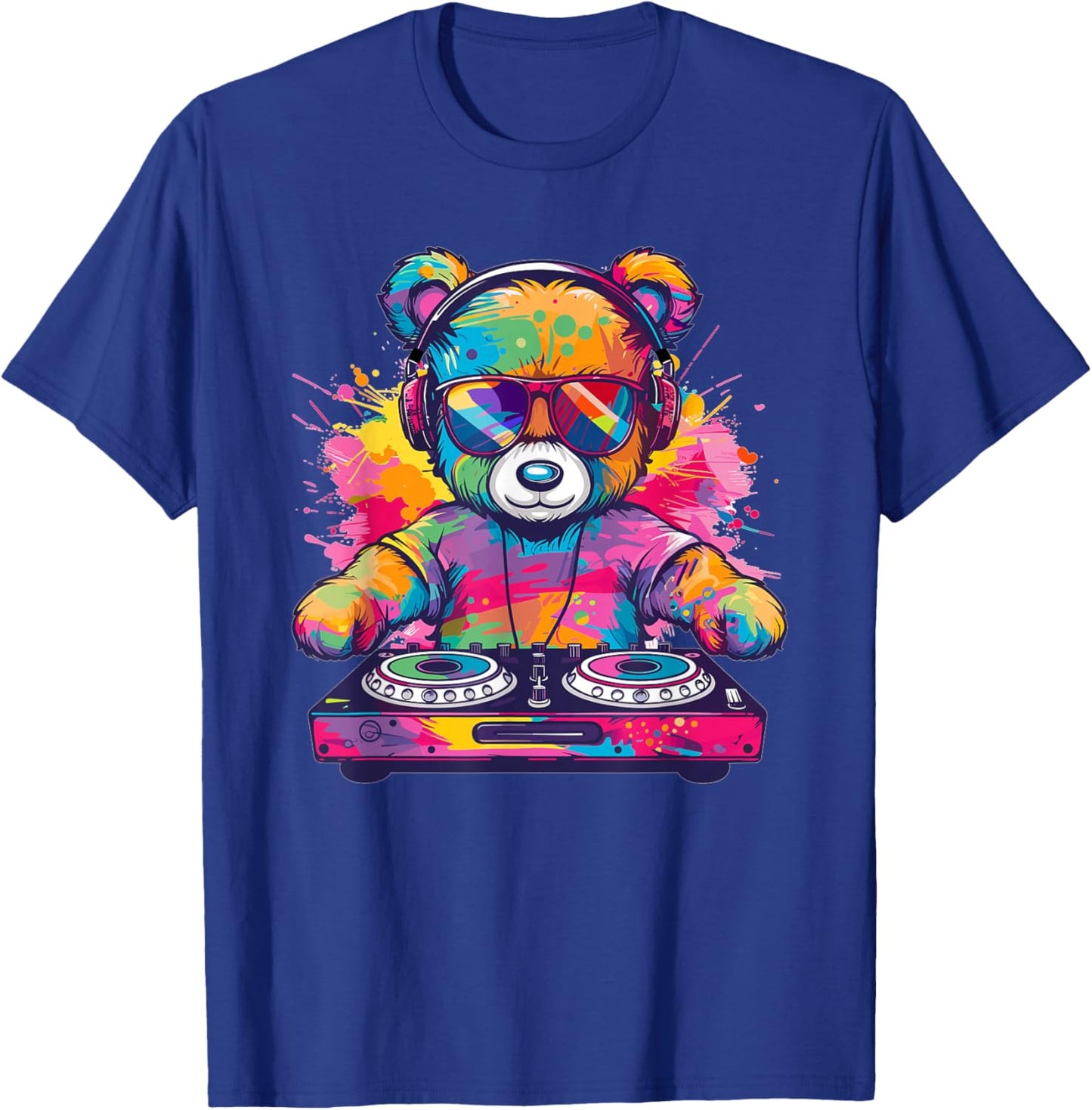 Cartoon Teddy DJ T-Shirt - T-Shirt | Royal