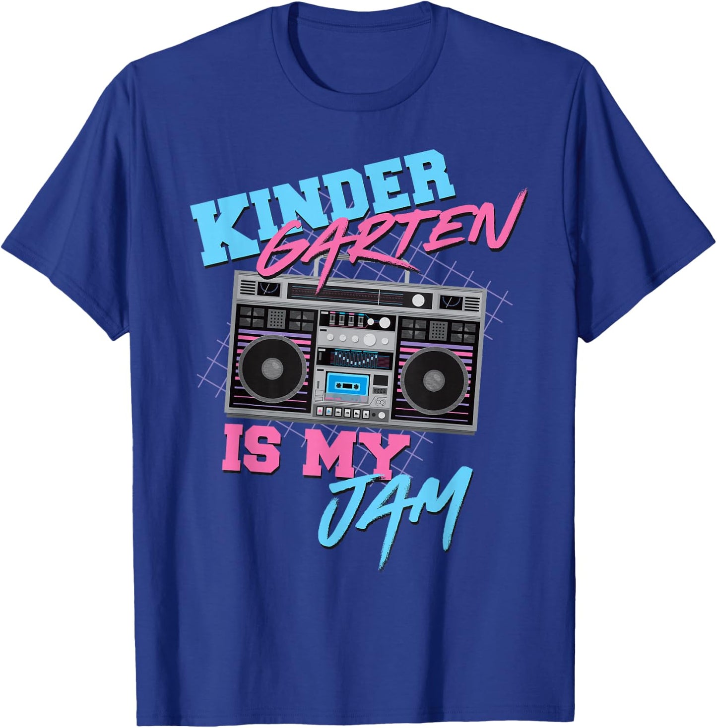 Kindergarten Is My Jam - Vintage 80s Boombox Teacher Student T-Shirt - T-Shirt | Royal