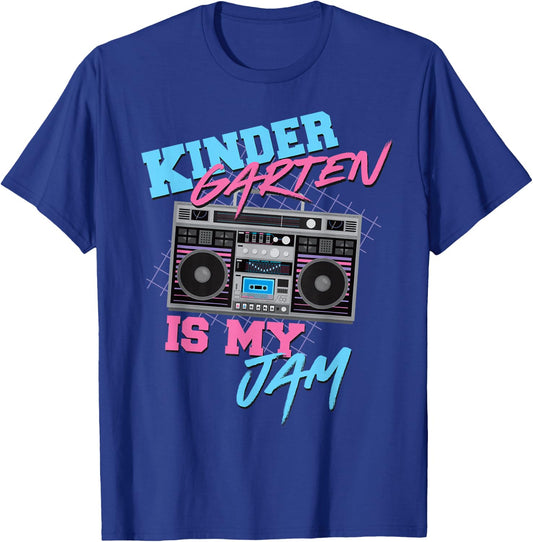 Kindergarten Is My Jam - Vintage 80s Boombox Teacher Student T-Shirt - T-Shirt | Royal