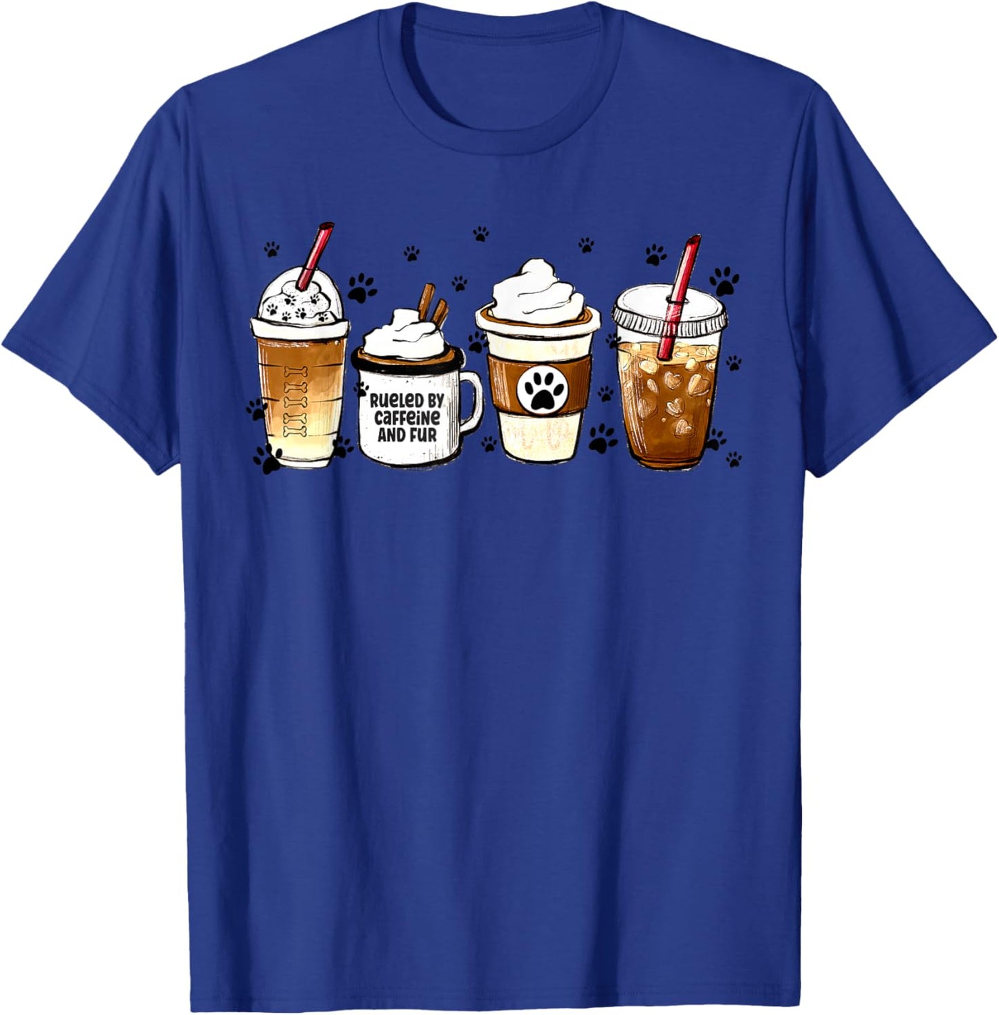 Fueled By Caffeine & Fur Coffee Lover Veterinarian Vet Tech T-Shirt - T-Shirt | Royal