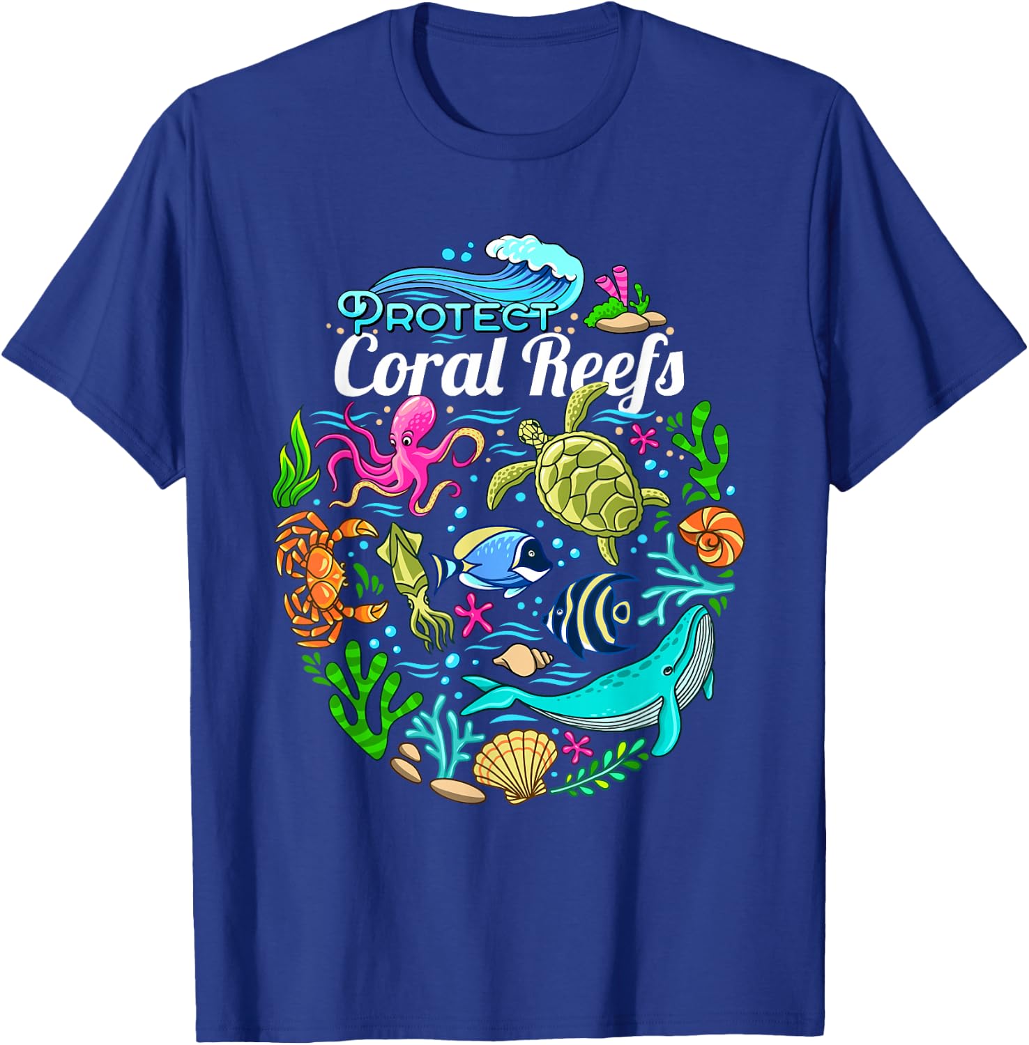 Ocean Lover Gift Men Women Kids Sea Life Protect Coral Reefs T-Shirt - T-Shirt | Royal