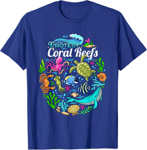 Ocean Lover Gift Men Women Kids Sea Life Protect Coral Reefs T-Shirt - T-Shirt | Royal