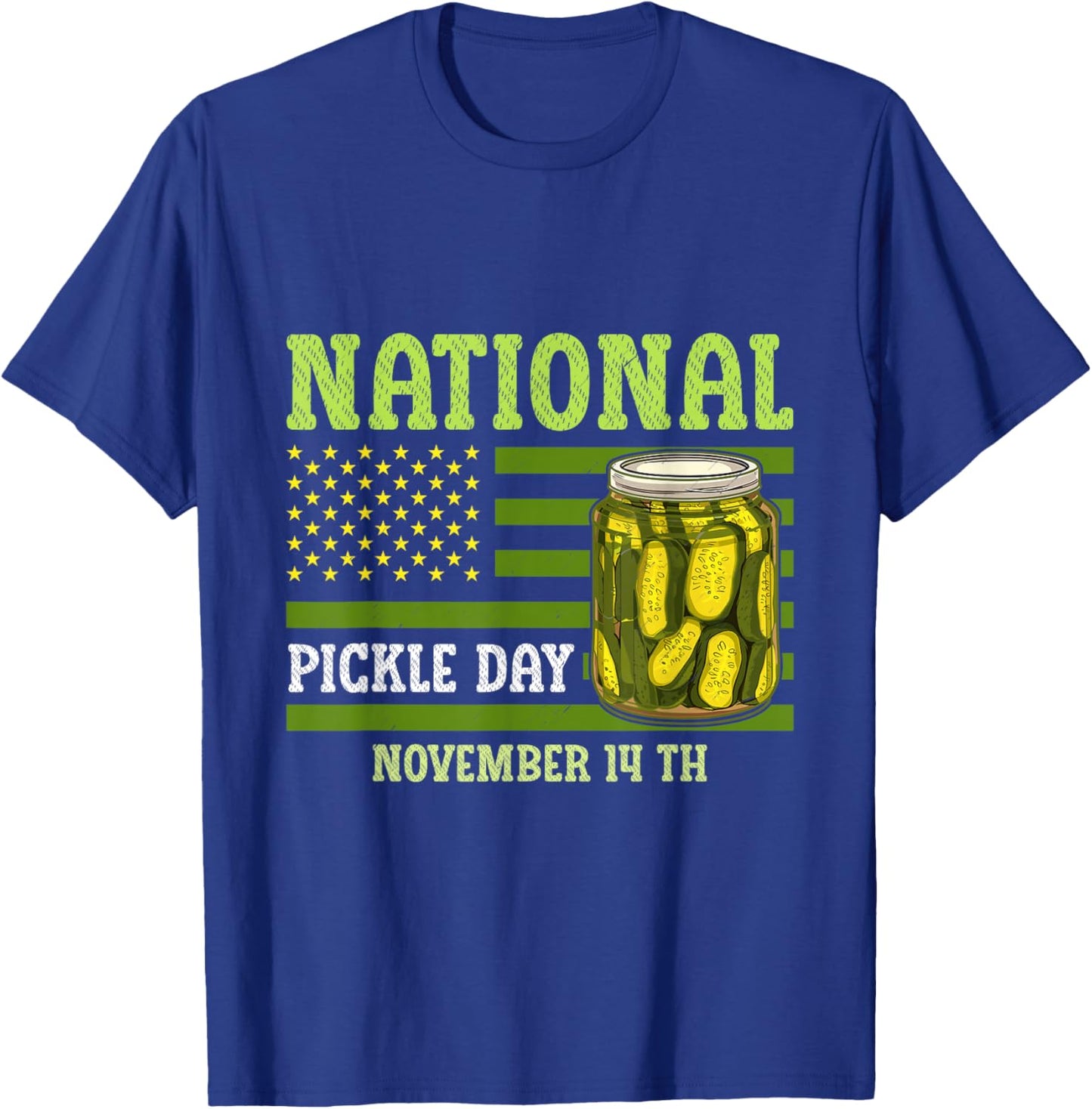 National Pickle Day America Flag Food Lover Cucumber T-Shirt - T-Shirt | Royal