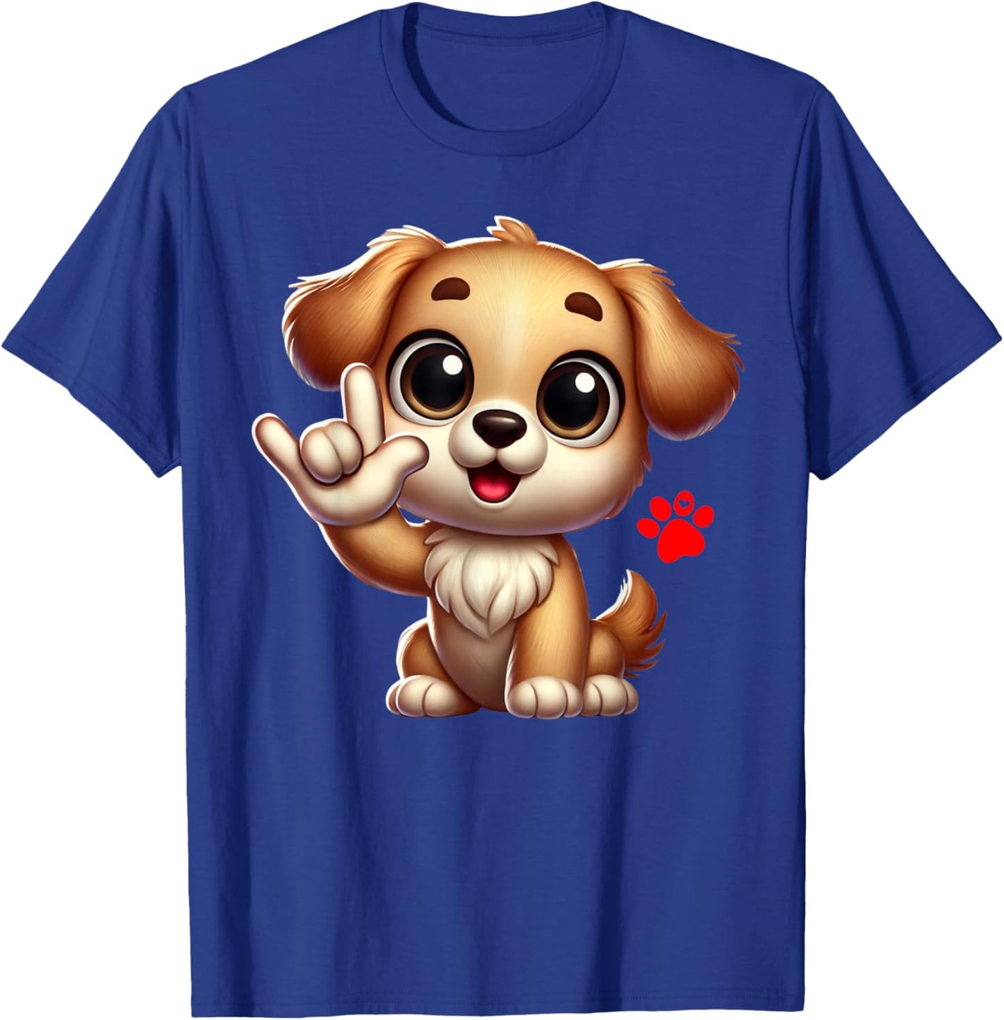 Cute Puppy Love You Sign Language ASL Dog Lover T-Shirt - T-Shirt | Royal