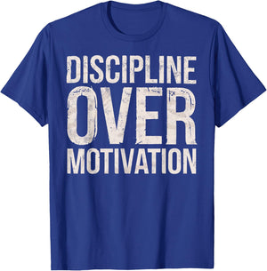 Discipline Over Motivation Gym Workout Weightlifting T-Shirt - T-Shirt | Royal