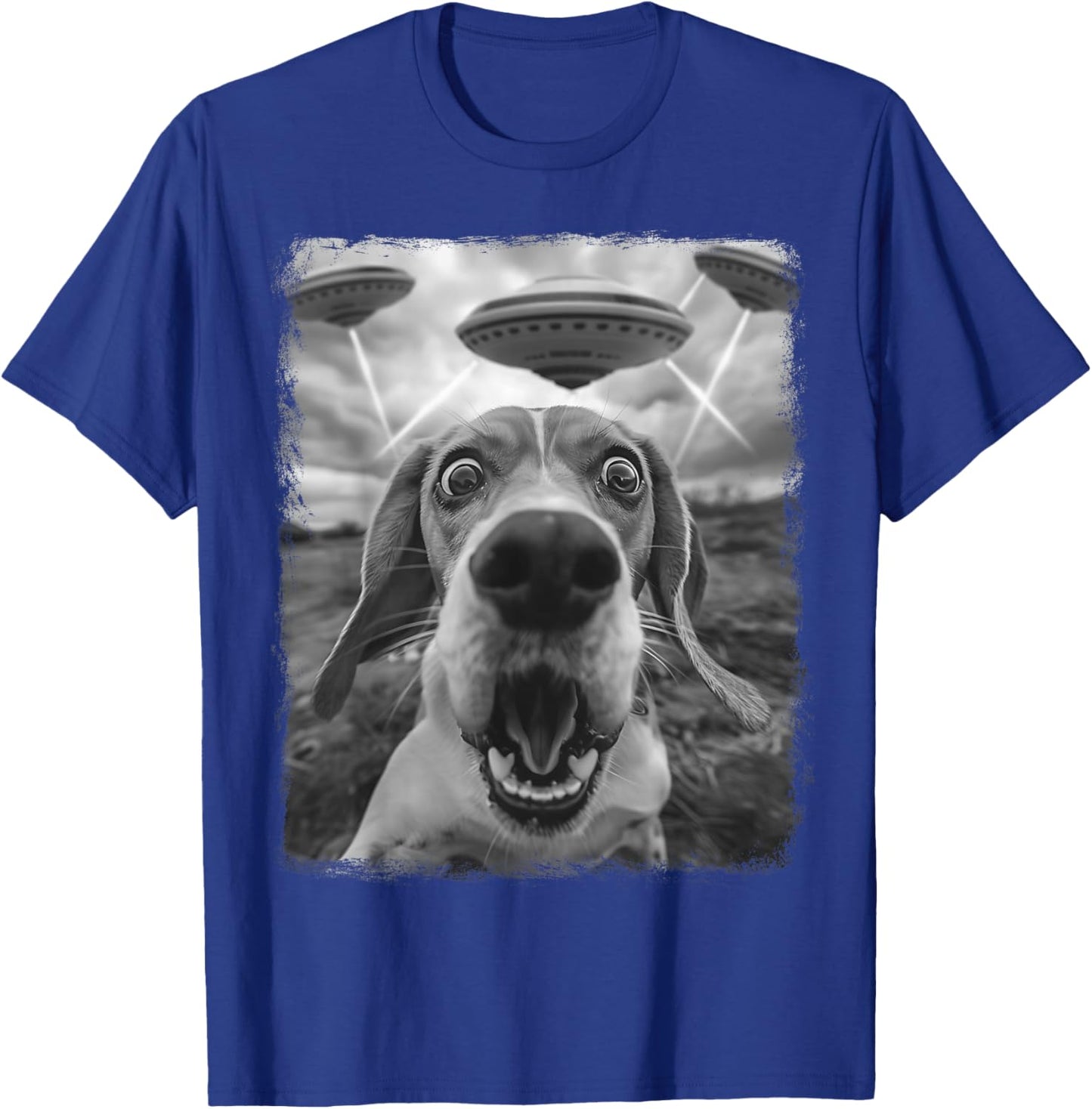Beagle Dog UFO Alien Extraterrestrial Selfie T-Shirt - T-Shirt | Royal