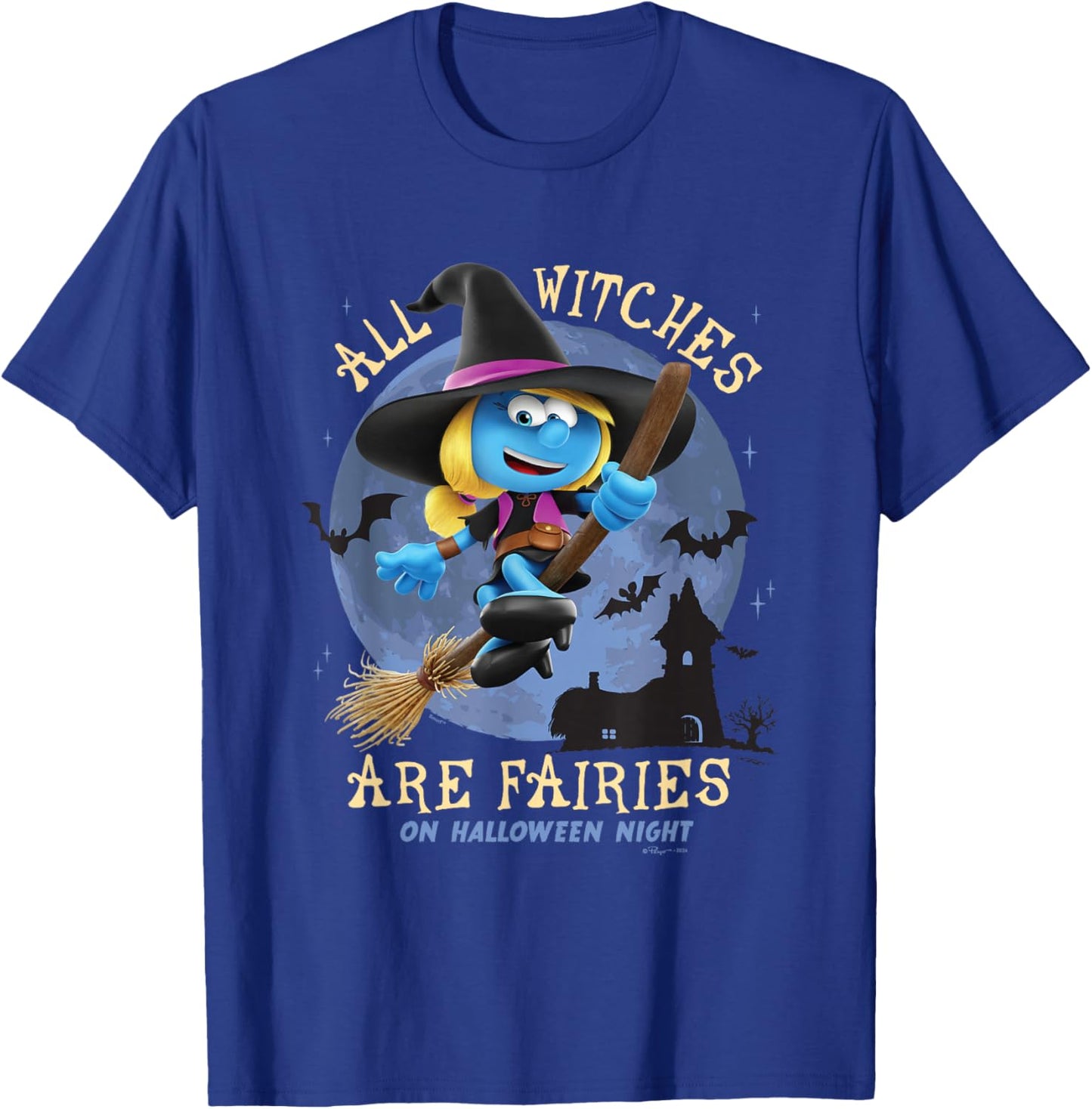 The Smurfs All Witches Are Fairies On Halloween Night Logo T-Shirt - T-Shirt | Royal