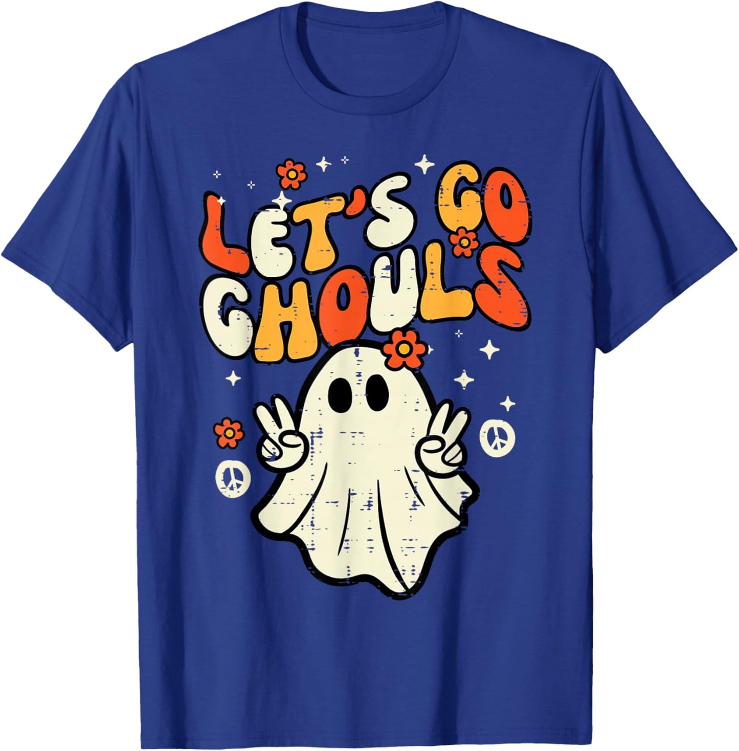 Halloween Lets Go Ghouls Ghost Retro Costume Women Girl Kids T-Shirt - T-Shirt | Royal