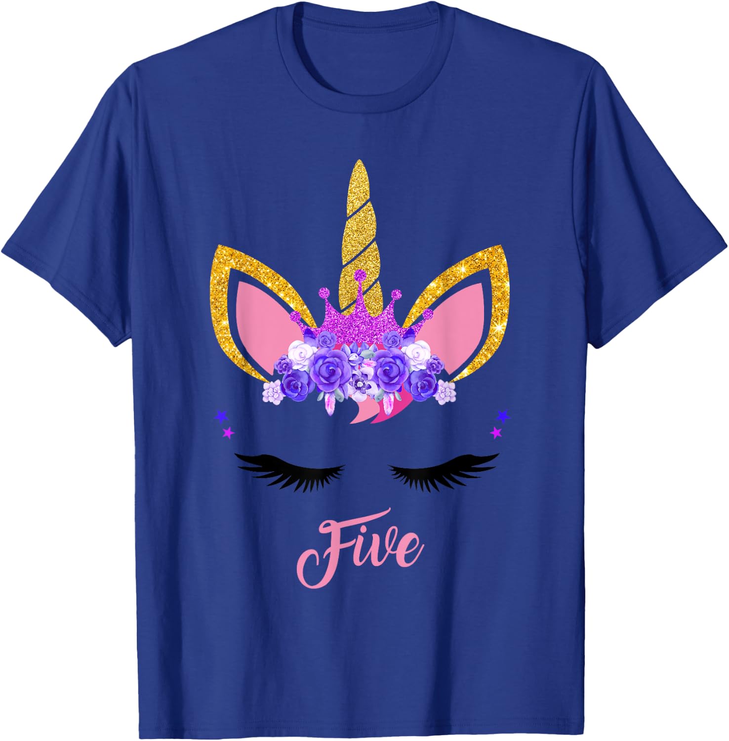 5 Years Old Unicorn Birthday Girl 5th Birthday Unicorn T-Shirt - T-Shirt | Royal