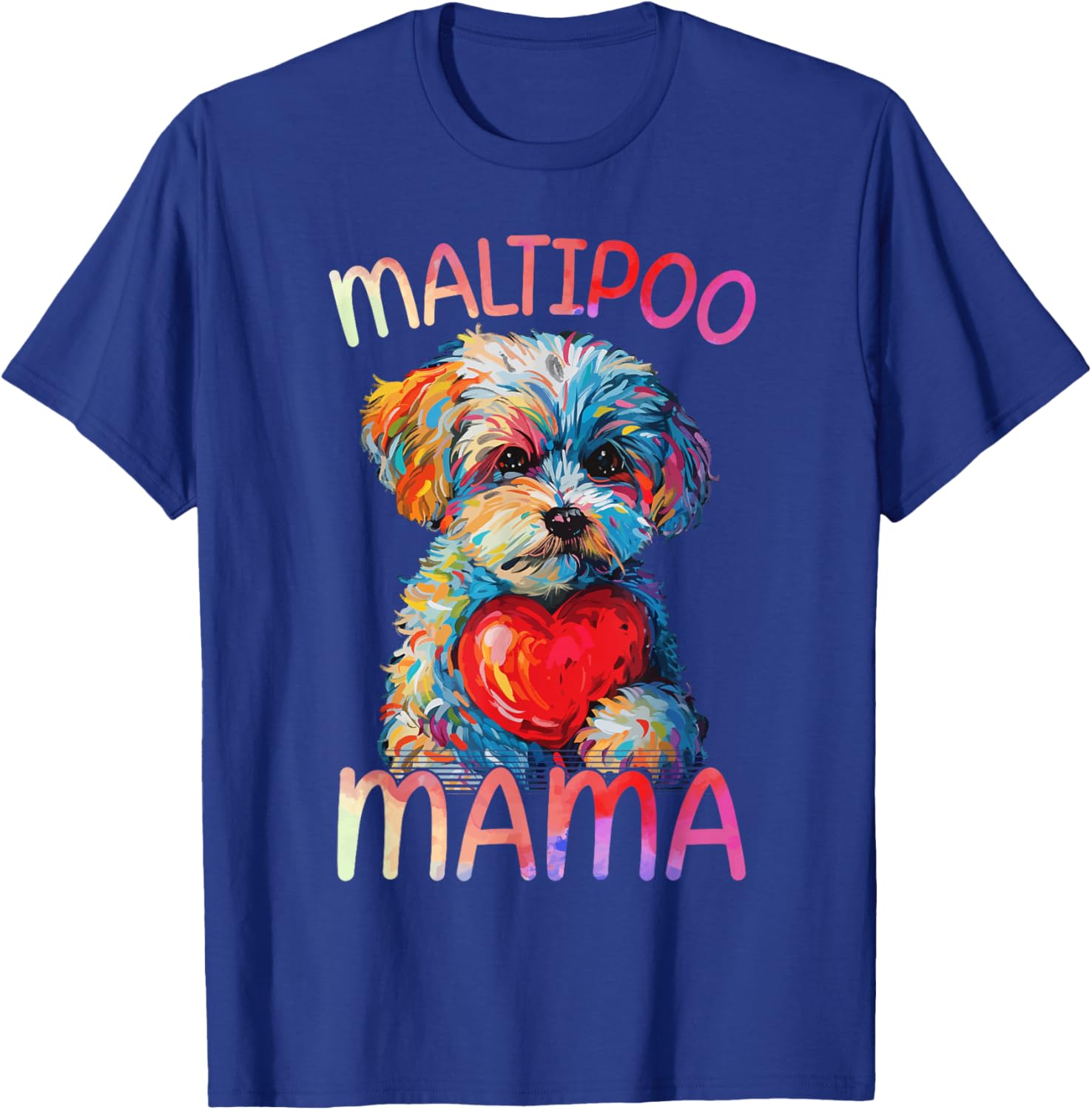Maltipoo Dog Lovers Mama Heart Pop Art Maltipoo Mom T-Shirt - T-Shirt | Royal