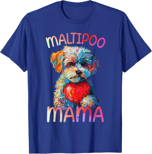 Maltipoo Dog Lovers Mama Heart Pop Art Maltipoo Mom T-Shirt - T-Shirt | Royal