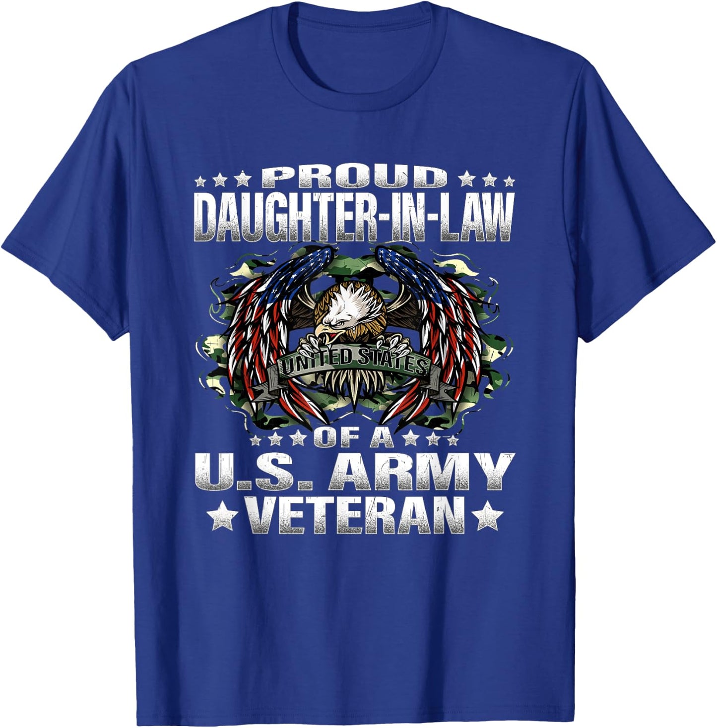 Proud Daughter-In-Law Of A US Army Veteran Vet's Family T-Shirt - T-Shirt | Royal