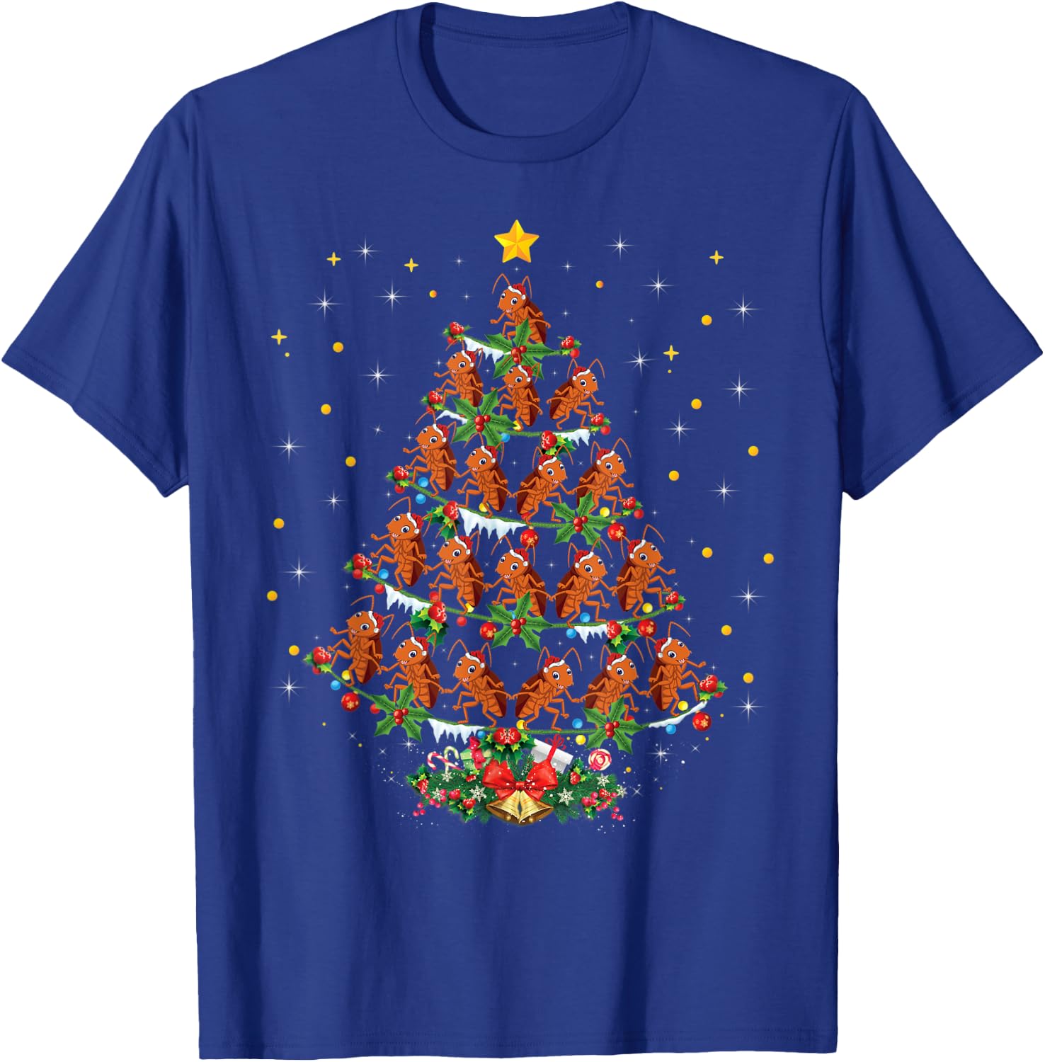 Funny Santa Cockroach Xmas Gift Cockroach Christmas Tree T-Shirt - T-Shirt | Royal