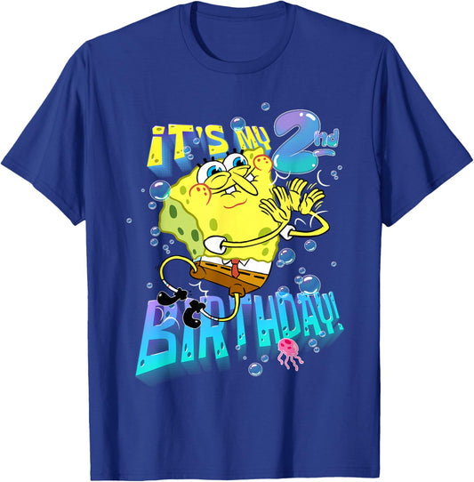 Spongebob It's My 2nd Birthday Boy Girl Kid B-Day Spongebob T-Shirt - T-Shirt | Royal
