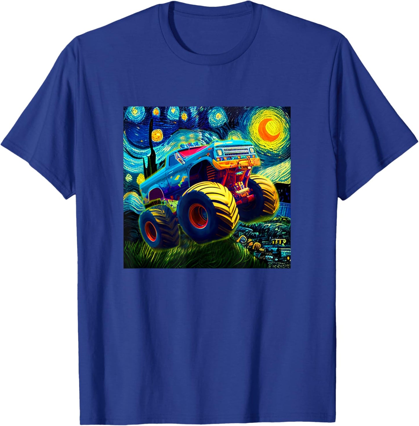 Cool Monster Truck Shirt Boy Men Adult Artistic Car Van Gogh T-Shirt - T-Shirt | Royal