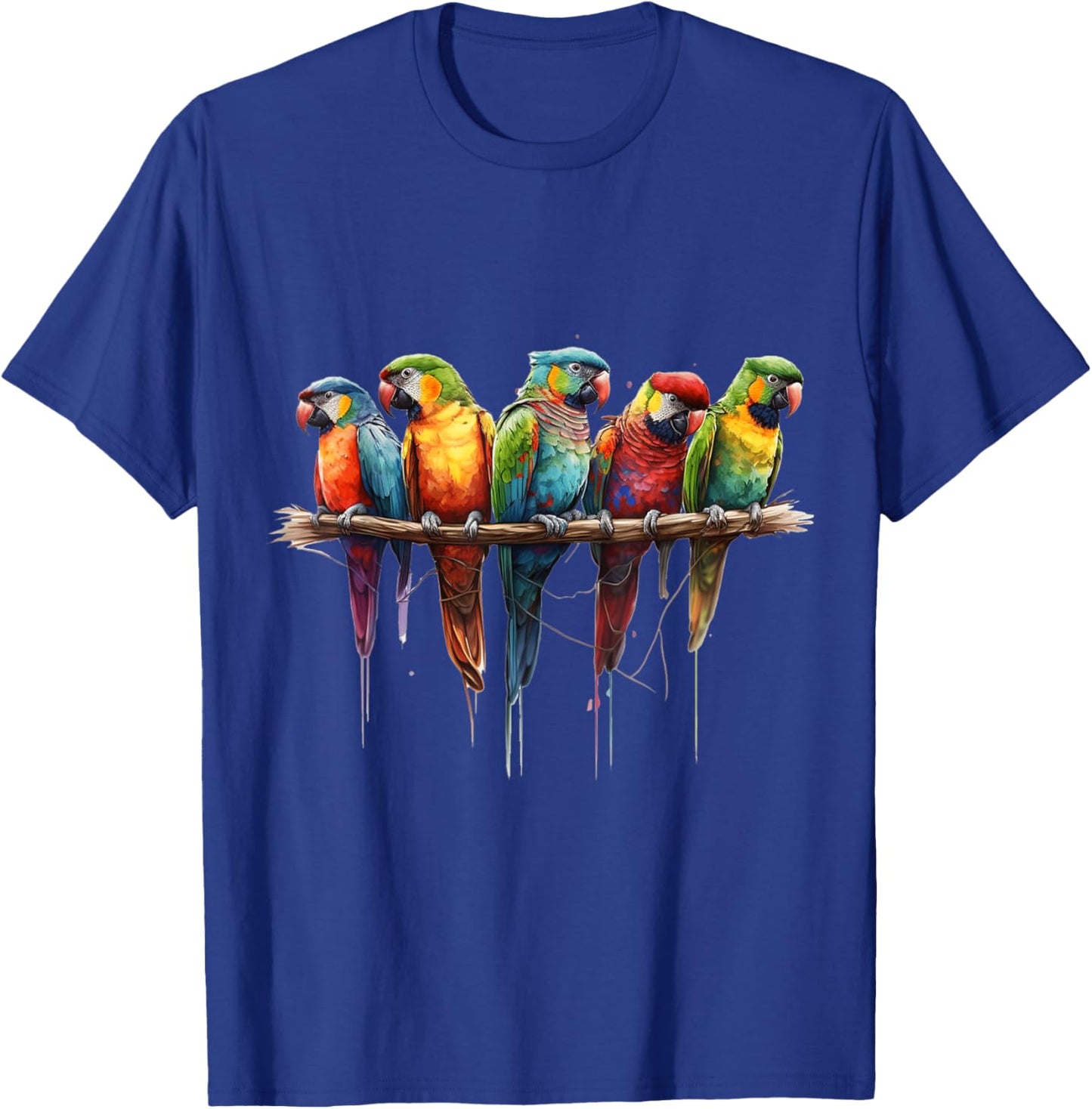 Parrots Watercolour Exotic Tropical Bird Nature Colourful T-Shirt - T-Shirt | Royal