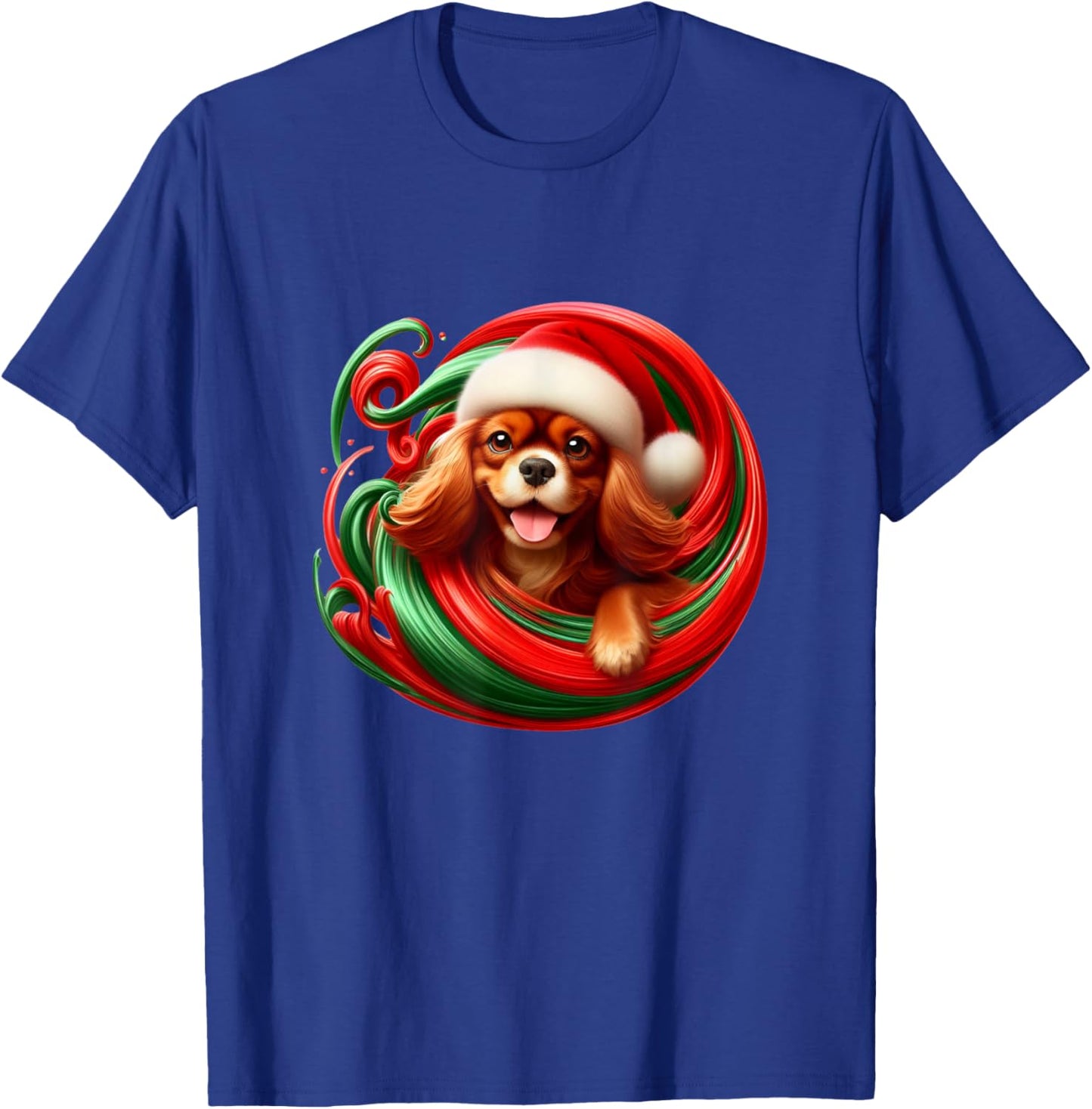 Cavalier King Charles Spaniel Dog Ruby Christmas Swirl T-Shirt - T-Shirt | Royal