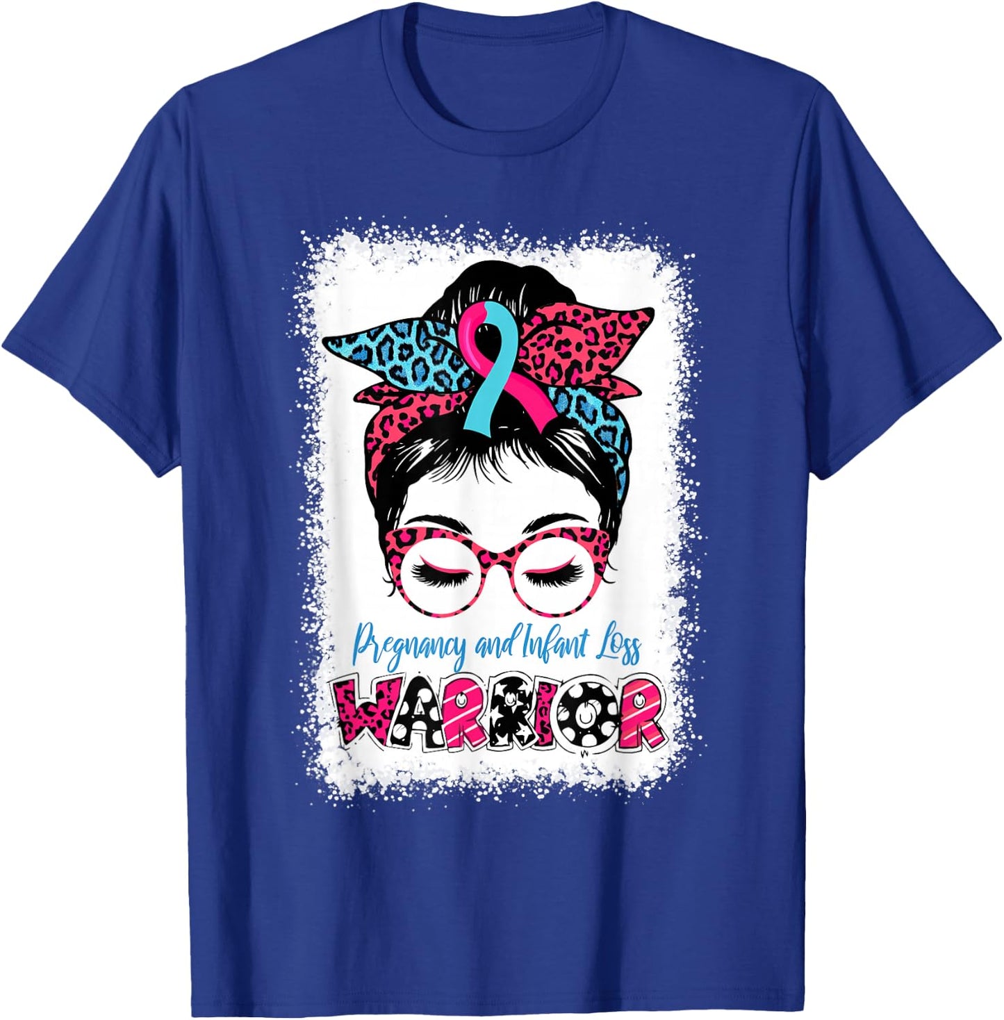 Pregnancy and Infant Loss Awareness Women Messy Bun Warrior T-Shirt - T-Shirt | Royal