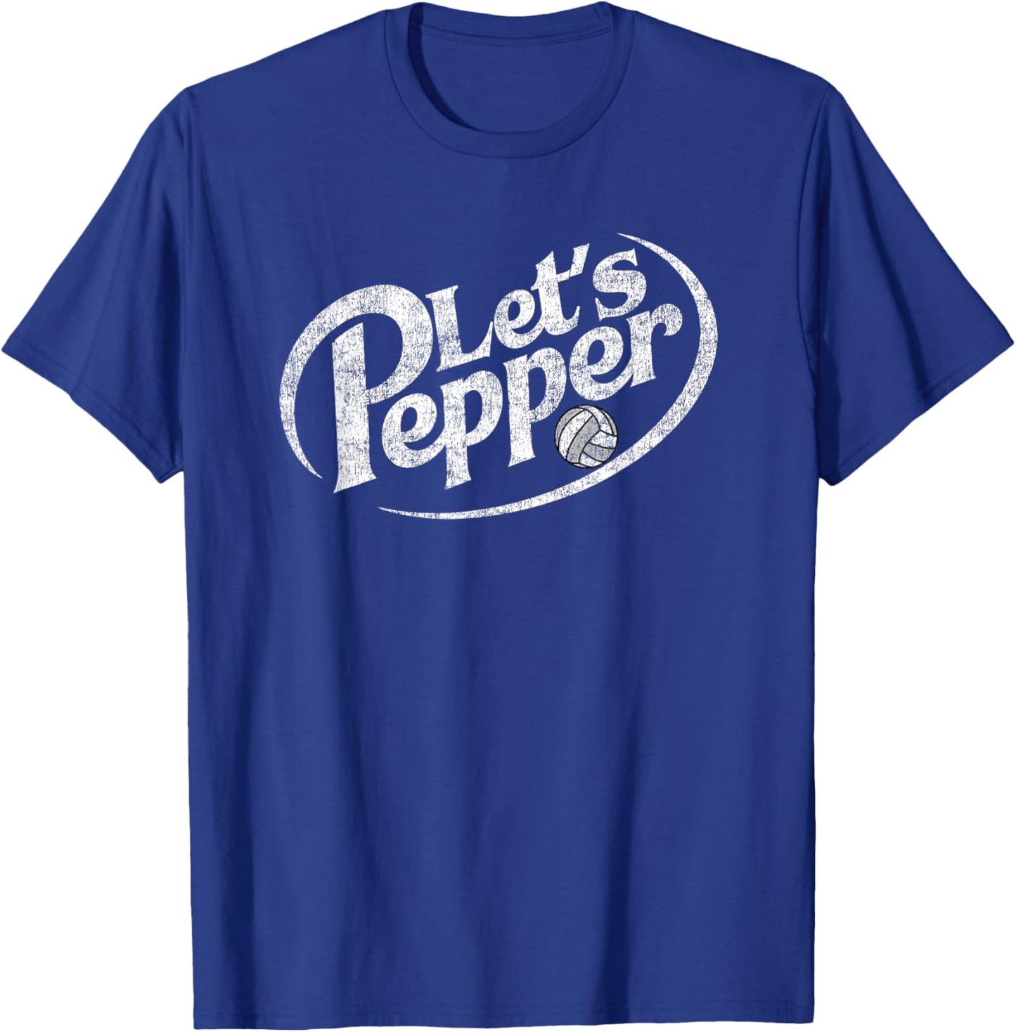 Volleyball Let's Pepper Practice Distressed Design T-Shirt - T-Shirt | Royal
