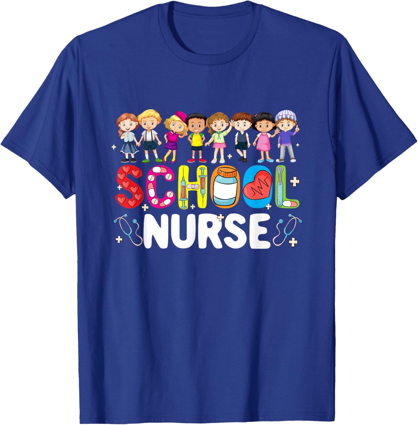 School Nurse Back To School Nursing Stethoscope Adults T-Shirt - T-Shirt | Royal