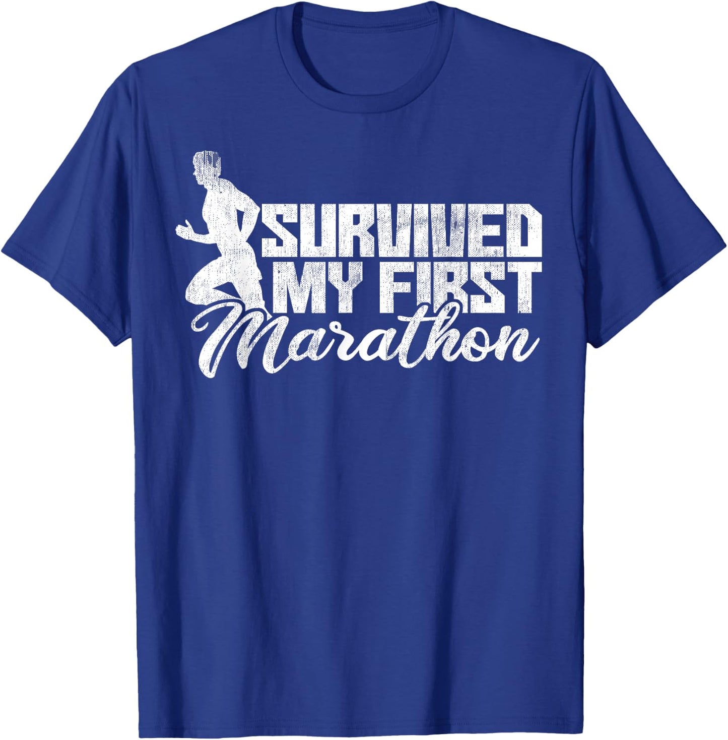 Funny Survived My First Marathon and Didn't Die Runners Gift T-Shirt - T-Shirt | Royal