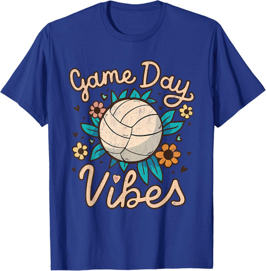 Volleyball Mom Game Day Vibes Girls Teens T-Shirt - T-Shirt | Royal