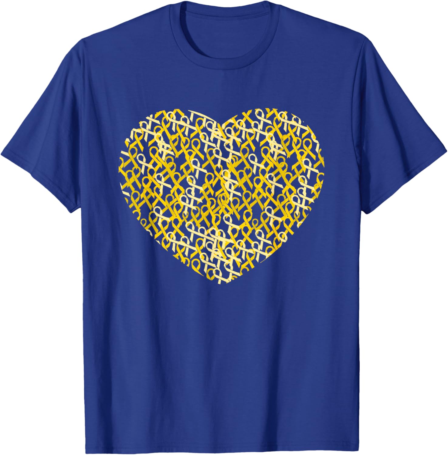 Childhood Cancer Awareness Yellow Ribbon Heart Gift T-Shirt - T-Shirt | Royal