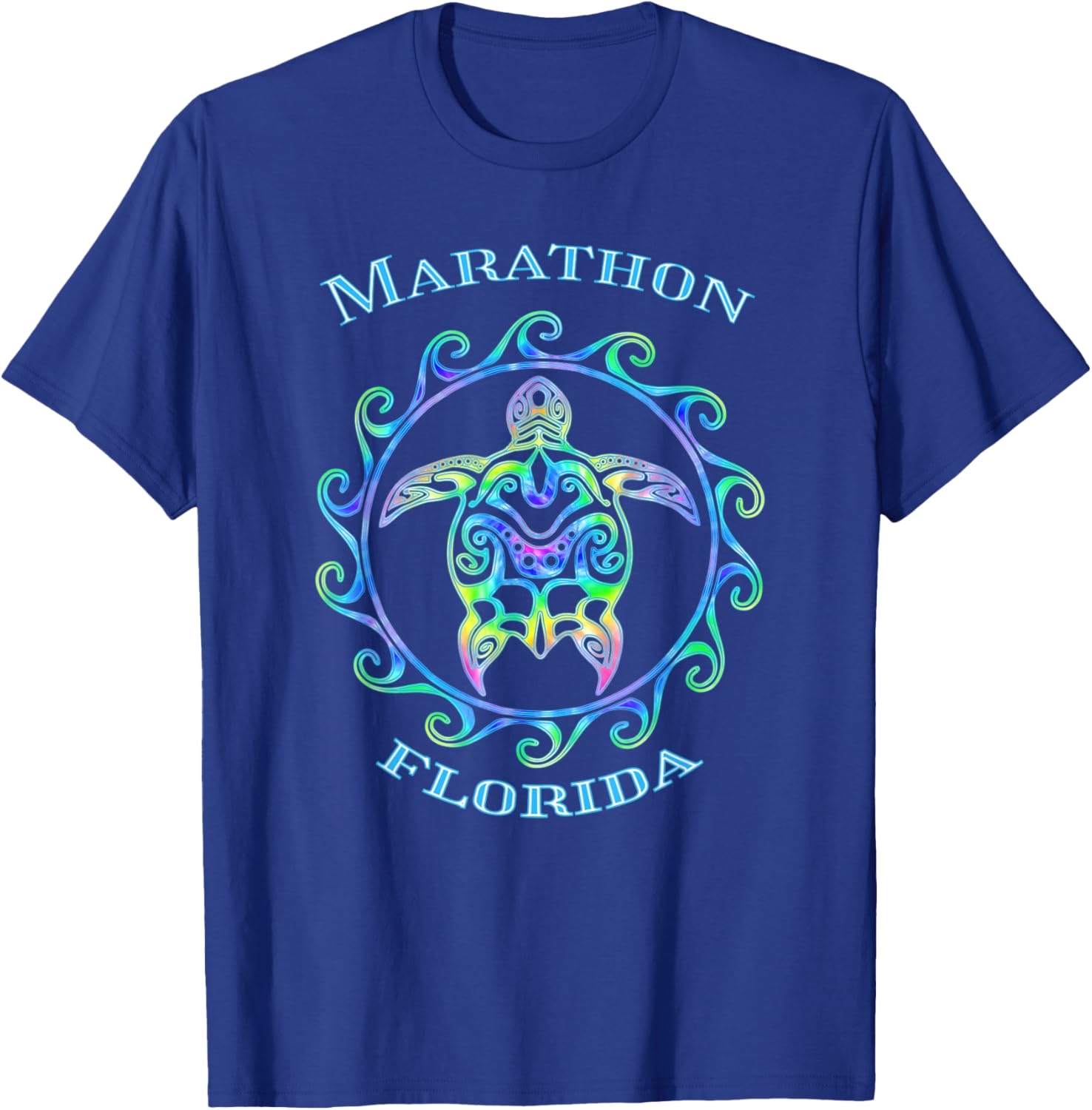 Marathon Florida Vacation Colorful Turtle T-Shirt - T-Shirt | Royal