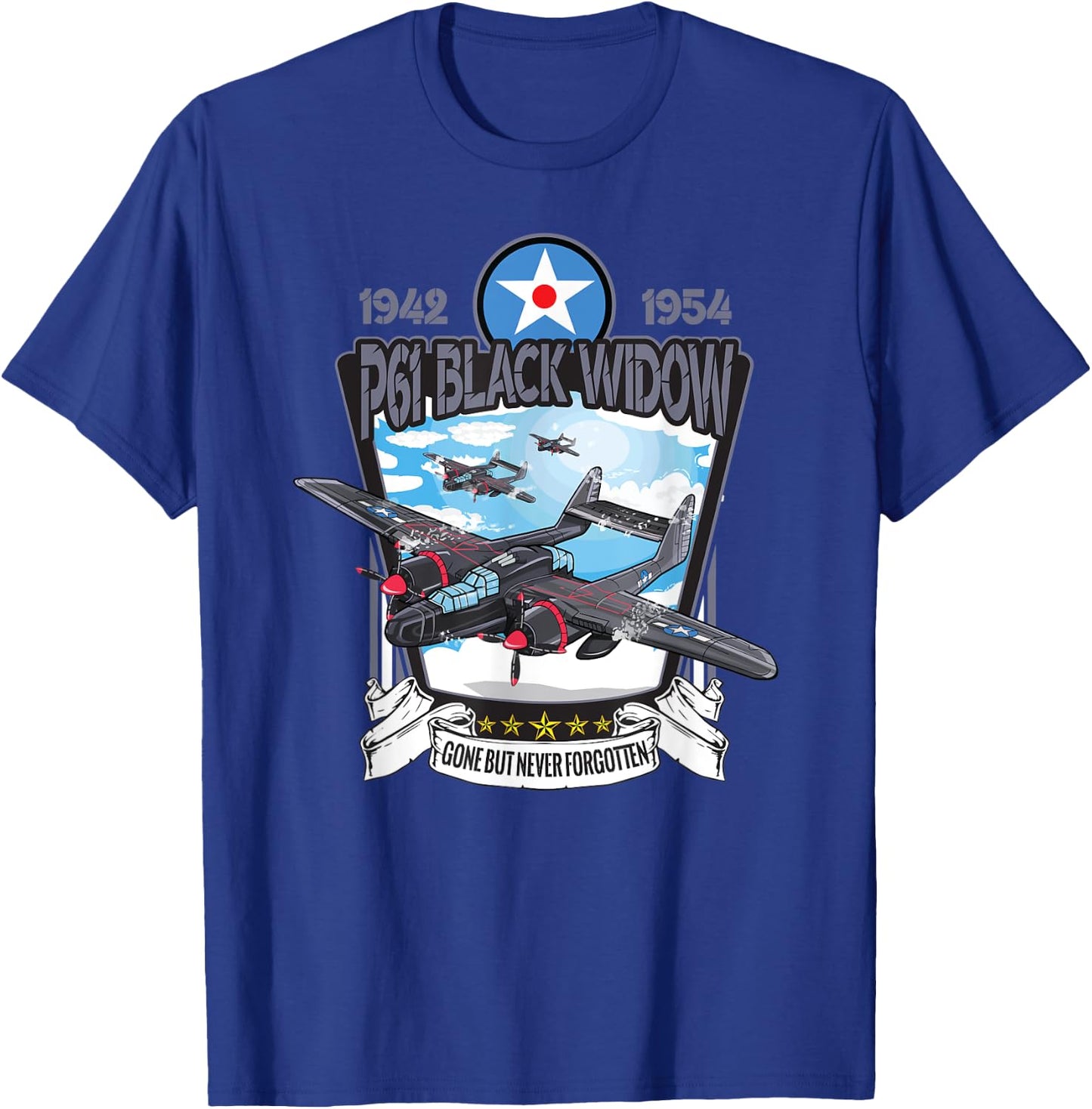 World War 2 P61 Black Widow Fighter Airplane T-Shirt - T-Shirt | Royal
