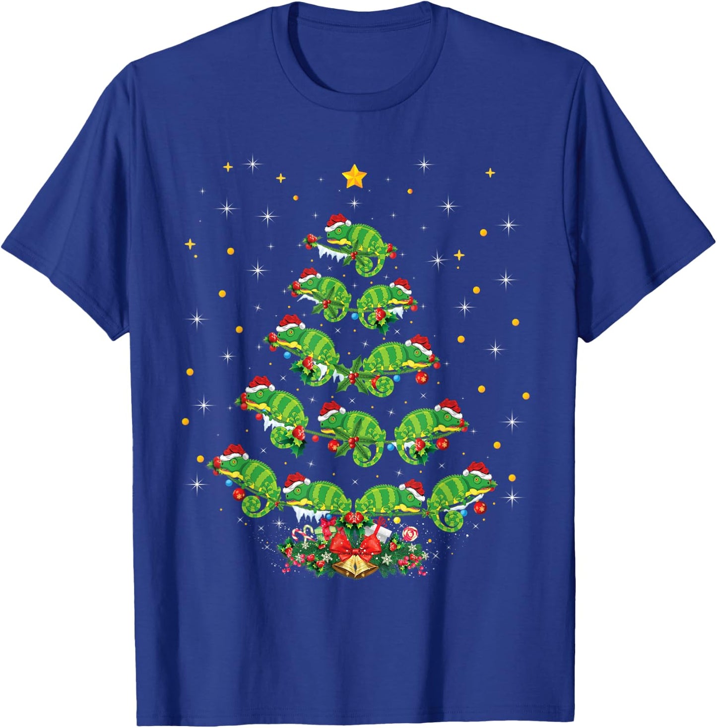 Chameleon Animal Lover Xmas Gift Chameleon Christmas Tree T-Shirt - T-Shirt | Royal